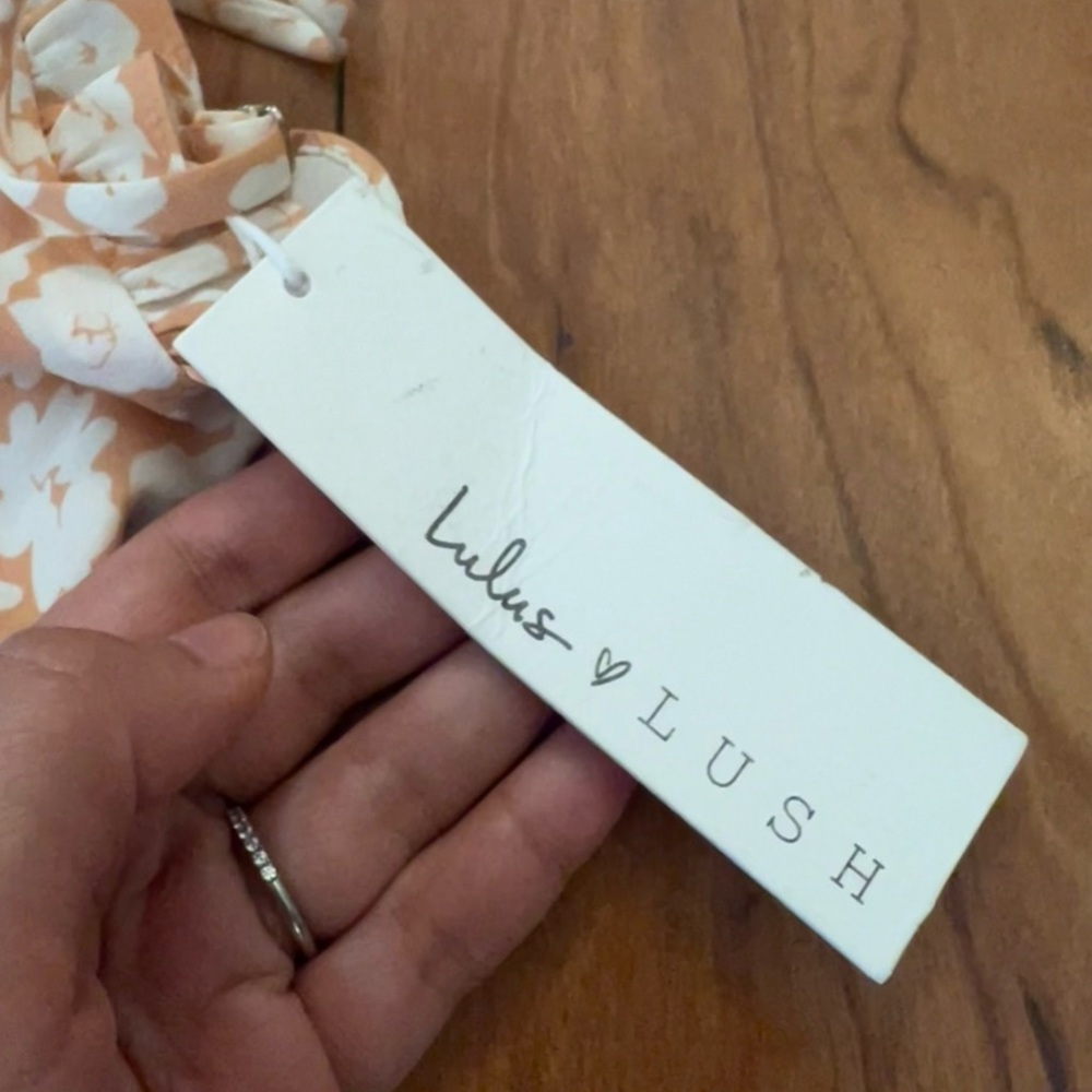 NWT Lulu’s x Lush Small Timeless Touch Peach Floral Print A-Line Midi Dress - Picture 8 of 16